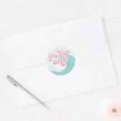 Sticker Rond La Grande Vague Pink Beach Anniversaire (Enveloppe)