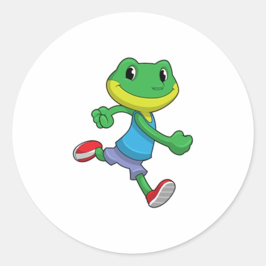 Sticker Rond La grenouille comme coureur à la course (Devant)