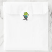 Sticker Rond La grenouille comme enseignant avec livre (Sac)
