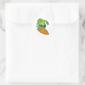 Sticker Rond La grenouille comme surfeur avec Surfer (Sac)