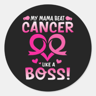 Sticker Rond La Guerrière Ma Mama Battre Le Cancer Du Sein Comm