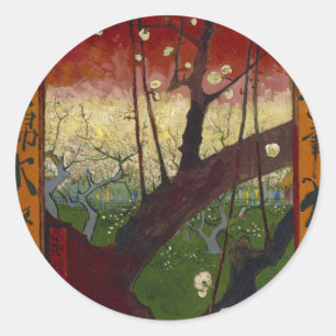 Sticker Rond La japonaise de Van Gogh après Hiroshige