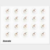 Sticker Rond La joie de la nature Baby Shower cerf (Feuille)