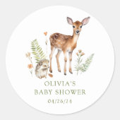 Sticker Rond La joie de la nature Baby Shower cerf (Devant)