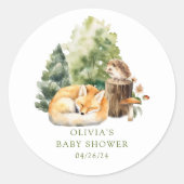 Sticker Rond La Joie de la Nature Renard Baby Shower (Devant)