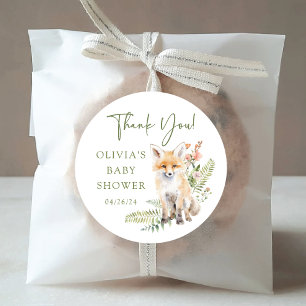 Sticker Rond La Joie de la Nature Renard Baby Shower