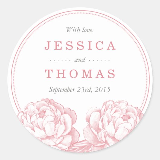 Sticker Rond La jolie collection de Mariages floraux Peony (Devant)