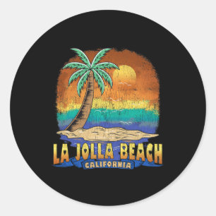 Sticker Rond La Jolla Beach Californie Souve Vintage