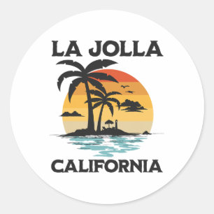 Sticker Rond La Jolla Californie Plage Surf Vacances d'été Vin