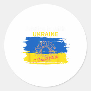 Sticker Rond La justice est avec l'Ukraine. Je suis avec