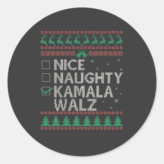 Sticker Rond La Kamala Harris Ugly Christmas Sweat Election (Devant)