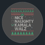 Sticker Rond La Kamala Harris Ugly Christmas Sweat Election<br><div class="desc">kamala harris,  affreux pull de noël,  élection de noël,  noël 2024,  graphisme tricot,  tricot festif,  humour électoral,  t-shirt de noël,  supporters de kamala,  campagne de harris,  affreux pull noël,  noël politique,  amoureux du tricot</div>