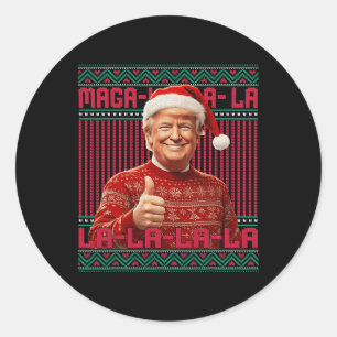 Sticker Rond La La Donald Trump Potus 47 Swea de Noël laid