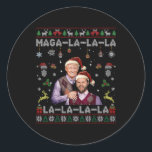 Sticker Rond La La Donald Trump Potus 47 Swea de Noël laid<br><div class="desc">La La Donald Trump Potus 47 Vilain pull de Noël 1</div>