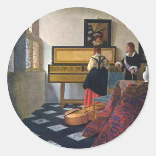 Sticker Rond La leçon de musique de Johannes Vermeer (vers 1663