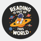 Sticker Rond La lecture est hors de ce monde (Devant)