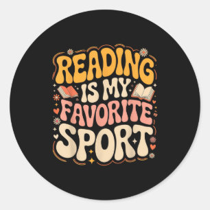 Sticker Rond La lecture est le sport favori de l'amoureux du li
