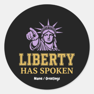 Sticker Rond La Liberté a Parlé Rétro Statue de la Liberté Poin
