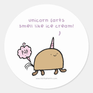 Sticker Rond La licorne pète odeur comme l'autocollant de crème