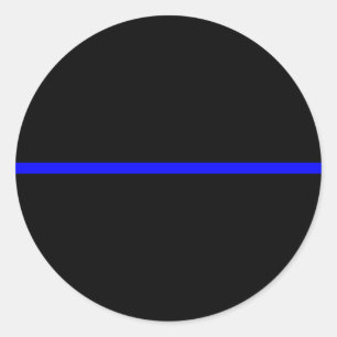 Sticker Rond La Ligne Bleue Mince Symbolique sur Noir Solide