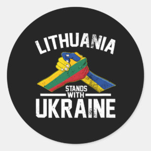 Sticker Rond La Lituanie soutient l'Ukraine Ukrainien Lituanien