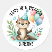 Sticker Rond La loutre de mer est belle fête d'anniversaire (Devant)