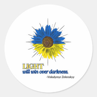 Sticker Rond La lumière l'emporte sur l'obscurité Zelensky
