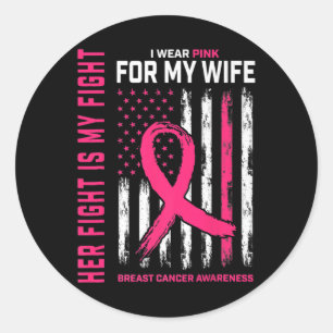 Sticker Rond La lutte est ma lutte Je porte rose femme cancer d
