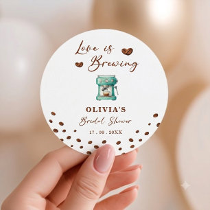Sticker Rond La machine à espresso Love is Brewing Shower de ma