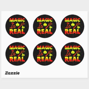 Sticker Rond La magie est une vraie sorcière Citrouille Hallowe