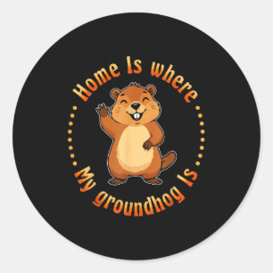 Sticker Rond La maison est où est mon jour de la marmotte anima