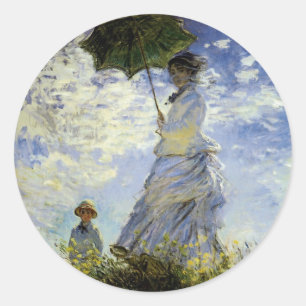 Sticker Rond La Marche, dame avec un parasol