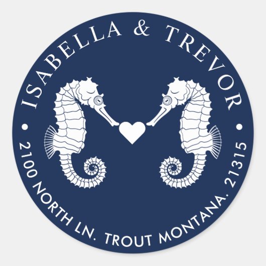 Sticker Rond La Marée de l'amour | Adresse de retour de la mari (Devant)