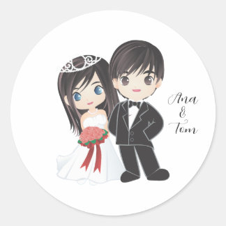 Sticker Rond La mariage stylisée