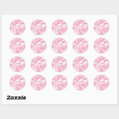 Sticker Rond La mariée est aux anges Rose Baby Shower (Feuille)