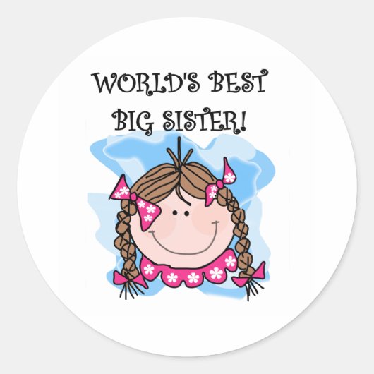 Sticker Rond La meilleure grande soeur de Brunette World (Devant)