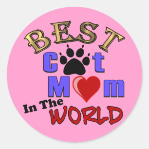 Sticker Rond La meilleure maman de chat dans les cadeaux du
