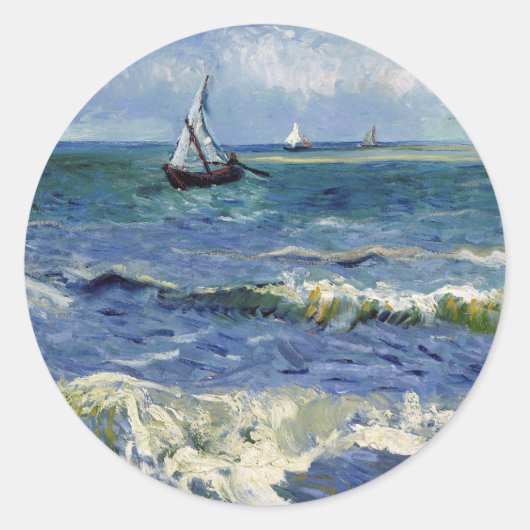 Sticker Rond La mer à Saintes Maries - Vincent Van Gogh (Devant)