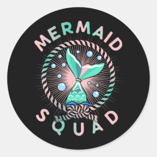 Sticker Rond La mère de Birthday Mermaid