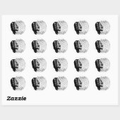 Sticker Rond La Mic Abstraite S'Écrasant En Notes Musicales (Feuille)