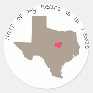 Sticker Rond La moitié de mon coeur est au Texas