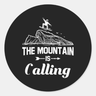 Sticker Rond La Montagne Appelle Snowboardeur Cadeau