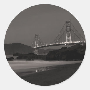 Sticker Rond La montre de nuit au Golden Gate