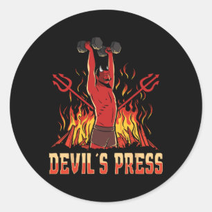 Sticker Rond La musculation de la presse de Satan Devil