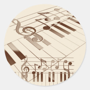 Sticker Rond La musique note l'illustration