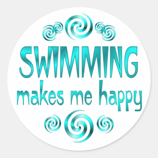 Sticker Rond La Nage Me Rend Heureux (Devant)