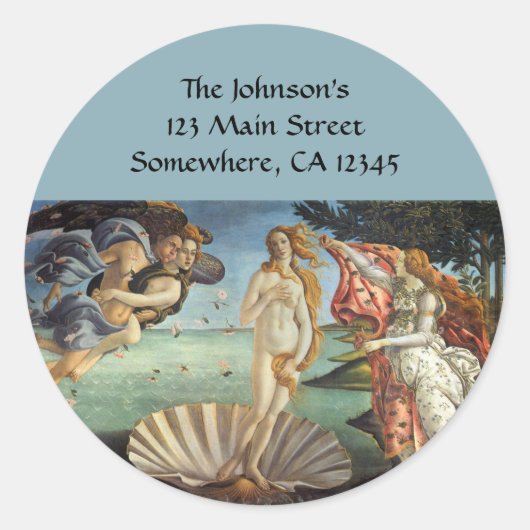 Sticker Rond La naissance de Vénus par Sandro Botticelli (Devant)