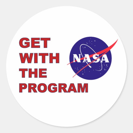 Sticker Rond La NASA S'Engage Dans Le Programme (Devant)