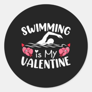 Sticker Rond La natation Est Mon Valentine Garçons Filles Sport