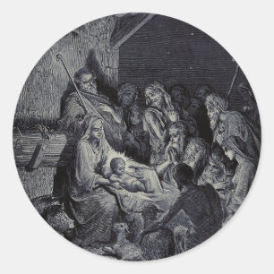 Sticker Rond La Nativité par Gustave Doré Encre victorienne de